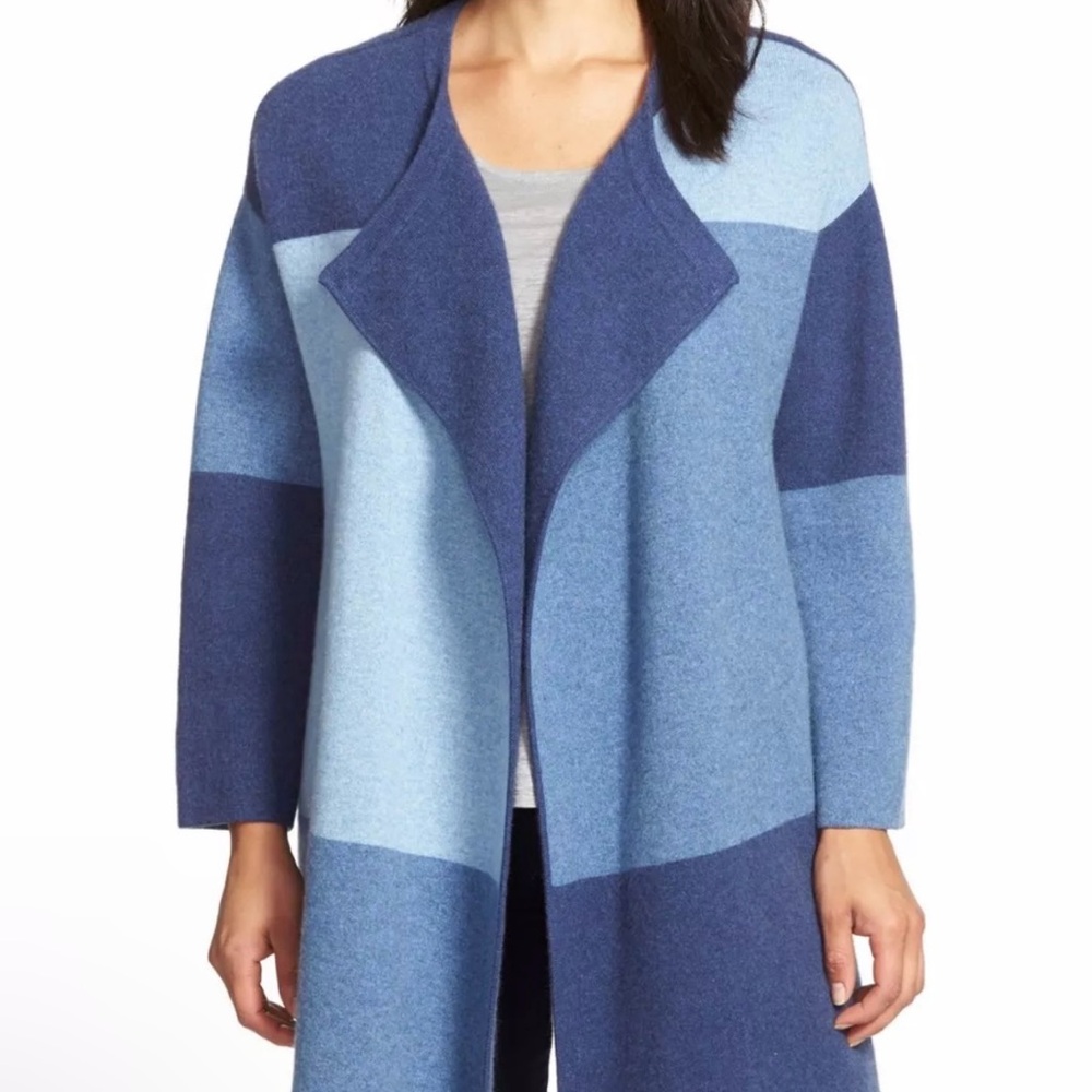 Nordstrom blue color block sweater cardigan